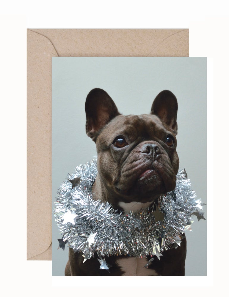 Zoe Ali: Barney Tinsel Christmas Card & Envelope