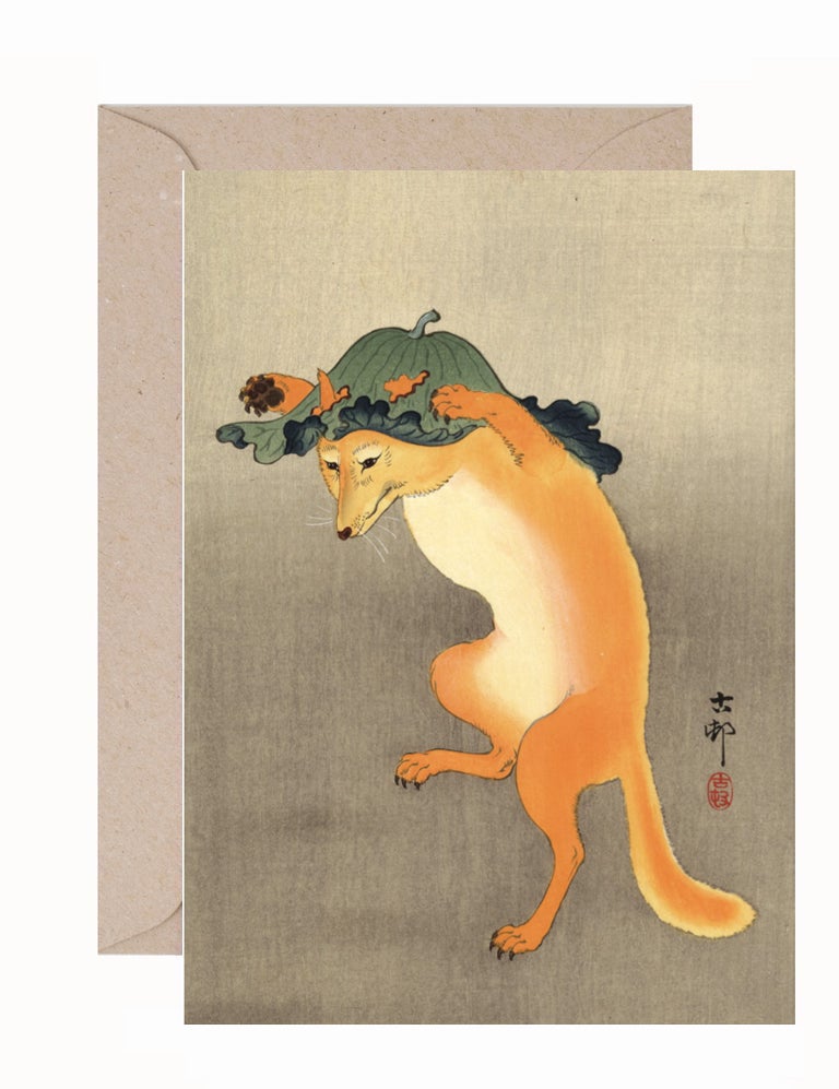 Ohara Koson: Dancing Fox Greeting Card & Envelope