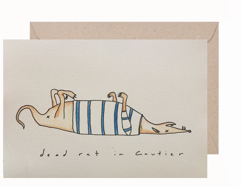Lex Middleton: Dead Rat in Gaultier Greeting Card & Envelope