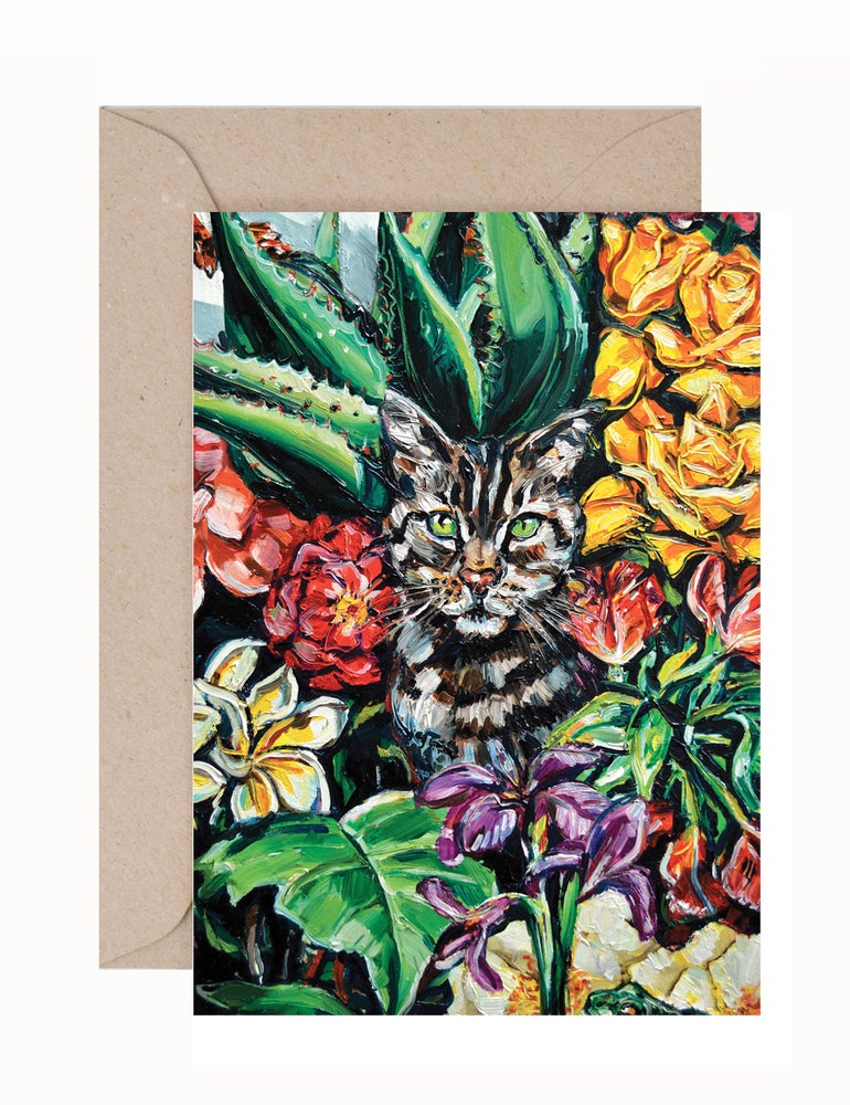 Gavin Brown: Garland 3 (Cat) Greeting Card & Envelope