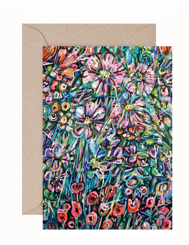 Gavin Brown: Flurry of flowers Greeting Card & Envelope